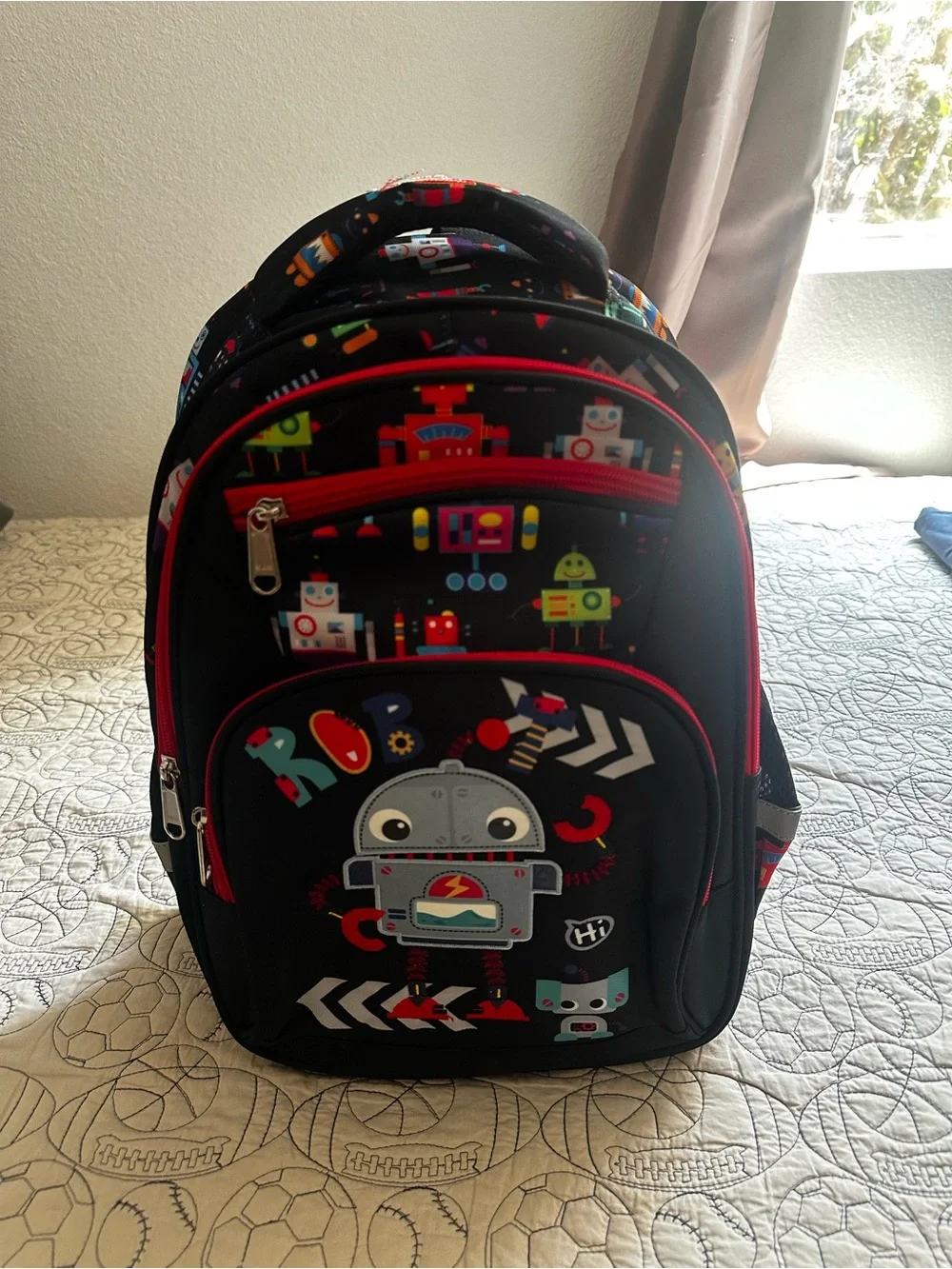 Kids Robot Backpack - Black with Colorful Accents